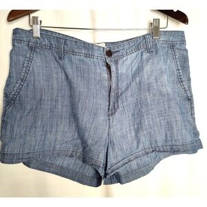 A New Day Medium Wash Chambray Jean Shorts Flat Front Chino Size 14